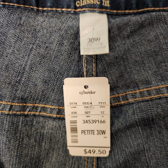 NWT CJ Banks Stretch Mid Rise Classic Fit Jeans 30W Petite 50x28 Blue NEW - Picture 10 of 11